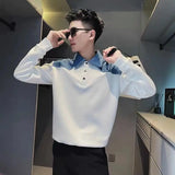 Solvbao  -  Fashion Lapel Spliced Loose Fake Two Pieces Shirts Men's Clothing Autumn New Oversized Casual Tops All-match Korean Shirt