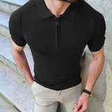 Solvbao Summer New Knitwear Men's T Shirts Slim Lapel Short-sleeved Polo Shirt Solid Color Casual Male Tops