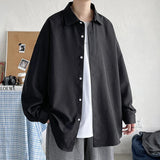 Solvbao  -  Spring Simple Black Long Sleeve Shirts Men Korean Mens Harajuku White Oversized Shirt Male Button Up Shirts Blouses 5XL-M