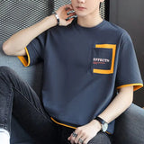 Solvbao  -  Fashion O-Neck Spliced Pockets Letter T-Shirt Men's Clothing Summer New Oversized Casual Pullovers Korean Tee Shirt