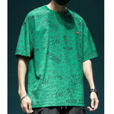 Solvbao -  Fashion O-Neck Spliced Loose Printed Letter T-Shirts Men's Clothing  Summer New Oversized Casual Tops All-match Tee Shirt