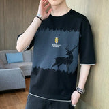 Solvbao  -  Fashion O-Neck Spliced Printed T-Shirt Men's Clothing Spring New Oversized Casual Pullovers Korean Short Sleeve Tee Shirt