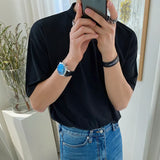 Solvbao  -  T-shirt Men's Short Sleeve Summer New Korean Trend Solid Black Small High Collar Casual Tee Tops For Male Tide 2Y8728