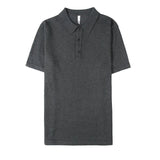 Solvbao  -    Summer New Men Short Sleeve Solid Polos Knitted T-Shirt Male British Style Slim Fit Business Formal Shirts L33