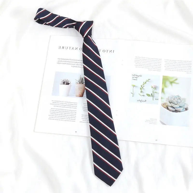 Solvbao -  Japanese College Style DK Uniform Hand Tie Fashion High Street Shirt Simple Striped Bow Ties Students Top Clothes Accessories