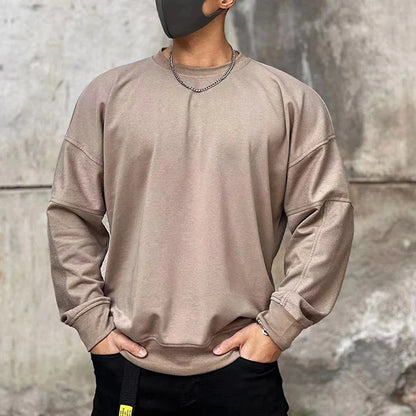 Solvbao  -  Trend Solid Men's Sweatshirts Fashion Spring Autumn Long Sleeve Round Neck Hoodie Pullover Streetwear Fashion Casual Loose Tops