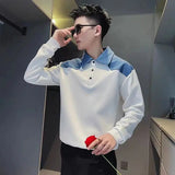 Solvbao  -  Fashion Lapel Spliced Loose Fake Two Pieces Shirts Men's Clothing Autumn New Oversized Casual Tops All-match Korean Shirt