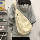 solvbao - Canvas Chest Bag Women Women Shoulder Messenger Bag Unisex Canvas Crossbody Bag Muliti Pocket Casual Women Bag