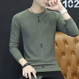 Solvbao  -  Fashion O-Neck Spliced All-match Button T-Shirt Men's Clothing Autumn New Casual Pullovers Tops Loose Korean Tee Shirt