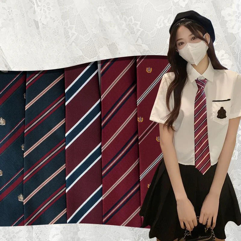 Solvbao -  Japanese College Style DK Uniform Hand Tie Fashion High Street Shirt Simple Striped Bow Ties Students Top Clothes Accessories