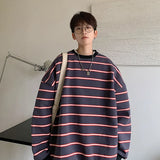 Solvbao  -  Striped Hoodie Men Oversized Fashion Casual Round Neck Sweatshirt Men Streetwear Hip Hop Loose Pullover Hoodie Mens Hoody S-2XL