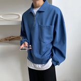 Solvbao  -  Lapel Men's Oversized Sweatshirt Long Sleeve Loose Single Pockets Design Pullover Tops Korean Chic Clothing Thick 2D1250