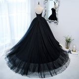 Solvbao Black Sweetheart Tulle Long Evening Dress, Black Sweet 16 Gowns