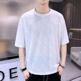 Solvbao  -  Fashion Solid Color Loose Korean T-Shirt Men's Clothing Summer New Casual Pullovers Tops Short Sleeve All-match Tee Shirt