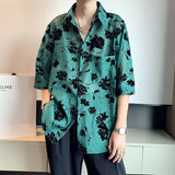 Solvbao Summer Men's Cargo Loose Hawaiian Shirt Green Color Cotton Clothes Casual Shirts Streetwear Camisa Masculina Size M-2XL