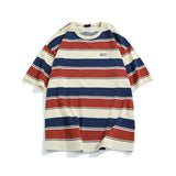 Solvbao Main Striped Couples T-shirts For Men And Women In The Summer Of  New Loose Contrast Color Short Sleeve Best Seller