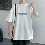 Solvbao Men's Oversized Tshirts Letter Print Tee Shirt Korean Style Women Man Unisex Short Sleeve Tops Large Size Male Tees 5XL