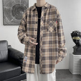 Solvbao Harajuku Plaid Shirt Men Hip Hop Flannel Checked Over Size Shirt High Quality Spring New Oversize Streetwear Green Retro Blouses