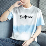 Solvbao  -  Fashion Printed O-Neck Letter Gradient T-Shirt Men's Clothing Summer New Oversized Casual Pullovers Korean Tee Shirt