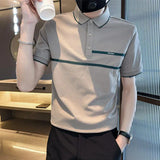 Solvbao  -  Fashion Lapel Button Spliced Loose Business Polo Shirts Men's Clothing Summer New Casual Pullovers Asymmetrical Tee Shirt