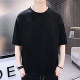 Solvbao  -  Fashion Solid Color Loose Korean T-Shirt Men's Clothing Summer New Casual Pullovers Tops Short Sleeve All-match Tee Shirt