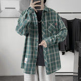 Solvbao Harajuku Plaid Shirt Men Hip Hop Flannel Checked Over Size Shirt High Quality Spring New Oversize Streetwear Green Retro Blouses