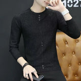 Solvbao  -  Fashion O-Neck Spliced All-match Button T-Shirt Men's Clothing Autumn New Casual Pullovers Tops Loose Korean Tee Shirt