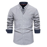 Solvbao  -  New Autumn Long Sleeve Oxford Men's Shirts 70% Cotton Solid Color Social Shirts for Men Designer Clothes Turn-down Collar Blouse