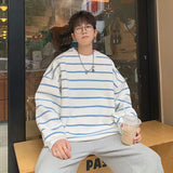 Solvbao  -  Striped Hoodie Men Oversized Fashion Casual Round Neck Sweatshirt Men Streetwear Hip Hop Loose Pullover Hoodie Mens Hoody S-2XL