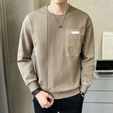 Solvbao  -  Fashion O-Neck Spliced Letter Pockets Tee Shirt Men's Clothing Autumn New Oversized Casual Pullovers Korean T-Shirt