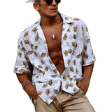 Solvbao New Luxury Social Shirts For Men Casual Floral Print Short-sleeved Tees Summer Loose Simple Tops Lapel Shirt Men's Clothing