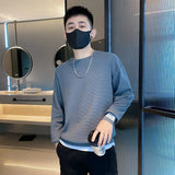 Solvbao  - Fashion O-Neck Spliced All-match T-Shirt Men's Clothing Spring New Oversized Casual Pullovers Loose Korean Tee Shirt