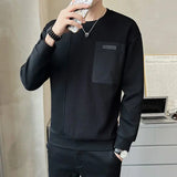 Solvbao  -  Fashion O-Neck Spliced Letter Pockets Tee Shirt Men's Clothing Autumn New Oversized Casual Pullovers Korean T-Shirt