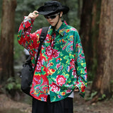 Solvbao  -  Autumn Large Flower Patchwork Personalized Long-sleeved Shirts Couples Casual Loose High Street Shirt Men Tops Male Clothes