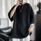 Solvbao  -  T-shirt Men's Large Size Summer Loose O-neck Short-sleeved Top Men Five-quarter Sleeves Ins Casual Comfortable T-shirt