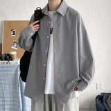 Solvbao  -  Spring Simple Black Long Sleeve Shirts Men Korean Mens Harajuku White Oversized Shirt Male Button Up Shirts Blouses 5XL-M