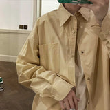 Solvbao  -  Men Spring Autumn New Long Sleeve Blouses Men's Oversize Loose Casual Shirts Male Solid Color Pocket Shirt Coat H761