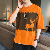 Solvbao  -  Fashion O-Neck Spliced Printed Casual T-Shirts Men's Clothing Spring Summer New Loose Korean Tops All-match Tee Shirt