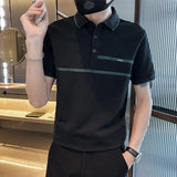 Solvbao  -  Fashion Lapel Button Spliced Loose Business Polo Shirts Men's Clothing Summer New Casual Pullovers Asymmetrical Tee Shirt