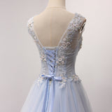 solvbao Elegant Light Blue Long Party Dress, A-line Prom Dress