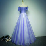 Solvbao Light Purple Tulle Long Off Shoulder Long Party Dress, Lavender Prom Dress