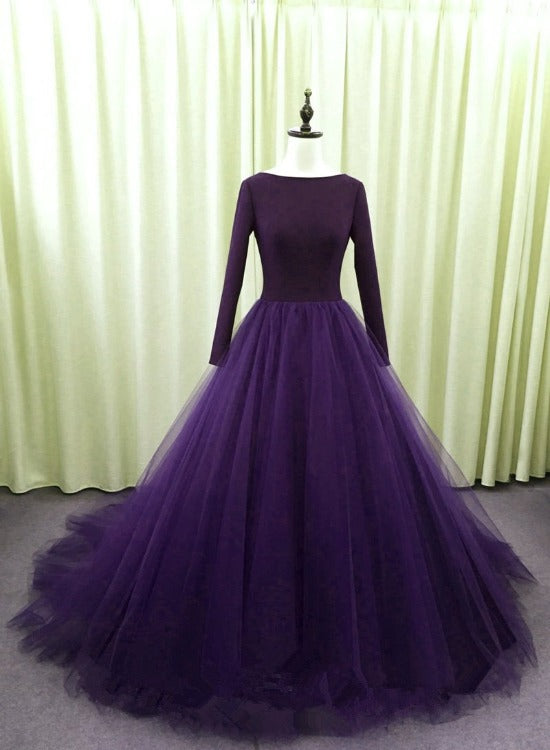 Solvbao Gorgeous Spandex and Tulle Ball Gown Evening Dress, Purple Party Dress