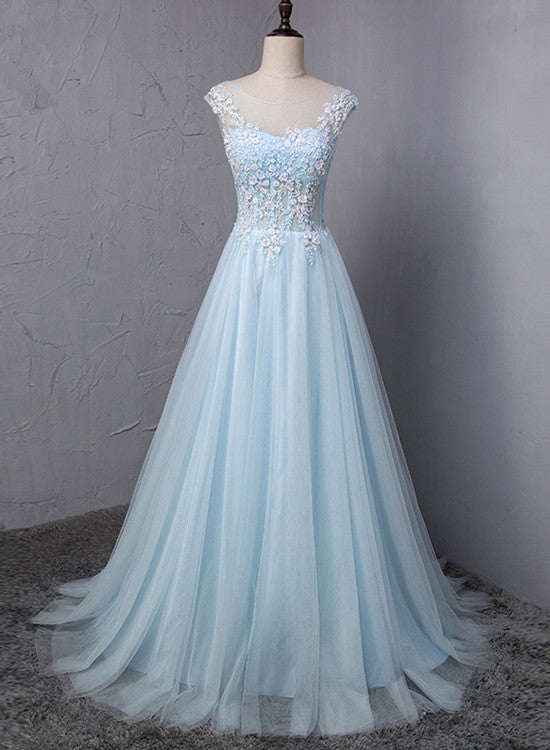 solvbao Light Blue Charming Gown, Blue Prom Dress , Junior Party Dresses