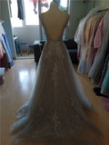 solvbao Charming Grey Tulle Round Neckline Prom Gown , Grey Formal Dress Long