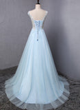 solvbao Light Blue Charming Gown, Blue Prom Dress , Junior Party Dresses