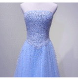 solvbao Light Blue Sparkle Long Formal Gowns, Beaded Party Dresses, Blue Tulle Gowns