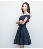 solvbao Charming Satin Navy Blue Homecoming Dress , Short Formal Dress