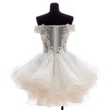 solvbao Cute Organza Short Party Dress with Lace Applique, Graduation Dress