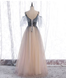 Solvbao Unique Tulle Gradient Off Shoulder Long Party Dress, Tulle with Lace Prom Dresses