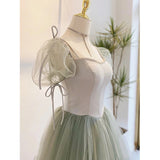 Solvbao Light Green Straps Long Formal Dress, Green A-line Prom Dress